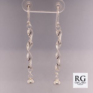 925 LONG TWIST SPIRAL BALL DROP EAR - 52X5 - 1.17g <br/>M12343