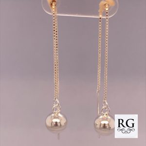 925 HOL BALL ON BOX CHAIN THREADER EAR 100X8  2.1g <br/>M12348