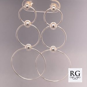 925 TRIP BALLS IN CIRCLES DROP EAR - 53X24 - 3.65g <br/>M12349