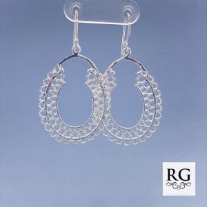 925 FLAT OPEN OVAL LACE DROP EAR - 47X25 - 4.2g <br/>M12351