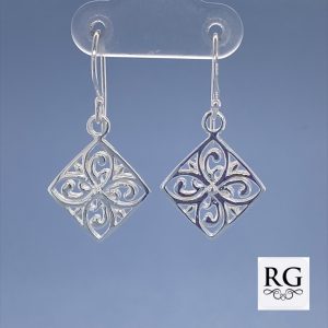 925 FILIGREE SQUARE FLAT DROP EAR - 30X16 - 3.1g <br/>M12353