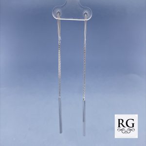 925 LONG BAR ON BOX CHAIN EARRINGS - 90X2 - 2.1g <br/>M12358