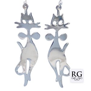925 PLAIN STANDING CAT DISC DROP EAR - 61X13  3.5g <br/>M12359
