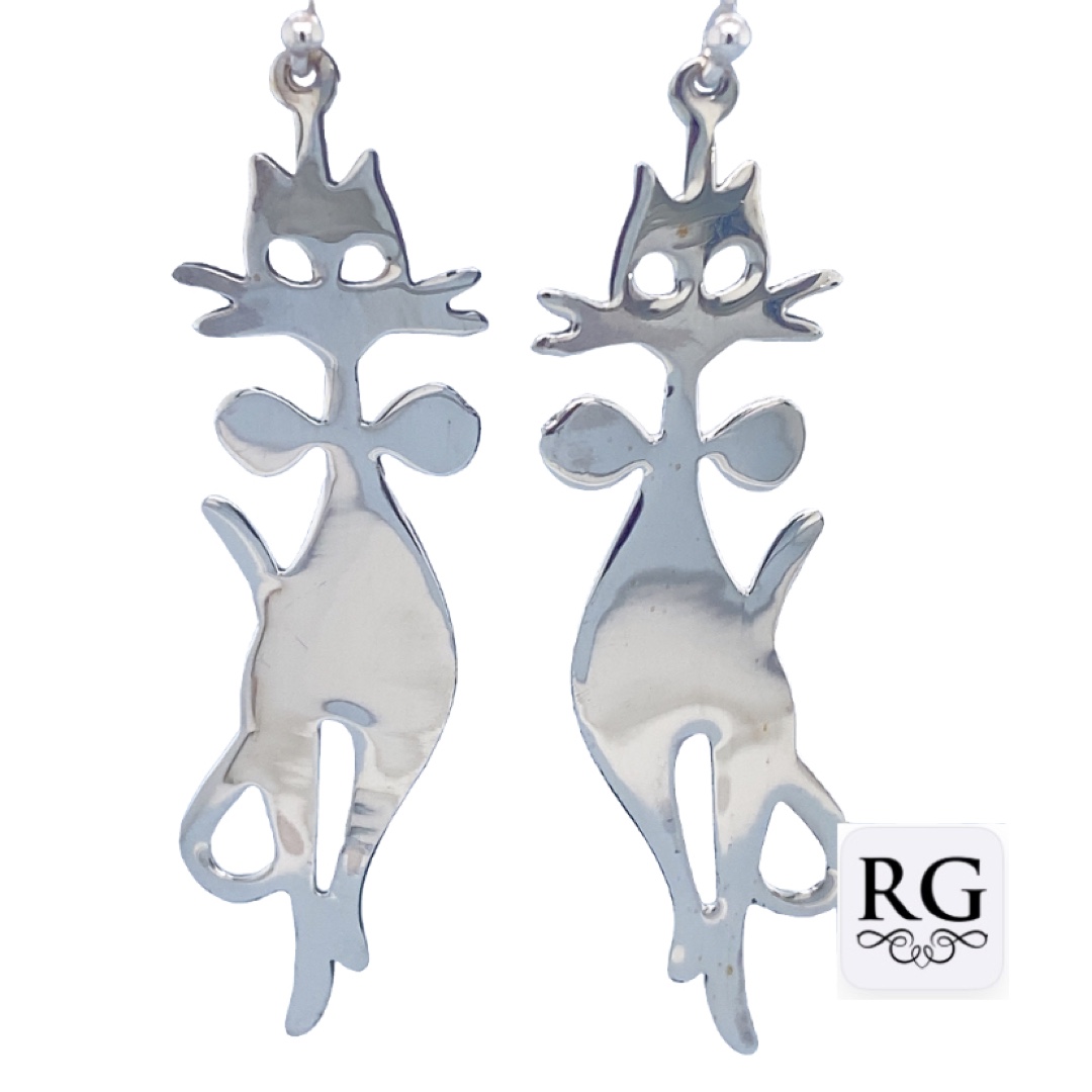 925 PLAIN STANDING CAT DISC DROP EAR - 61X13 3.5g <br/>M12359