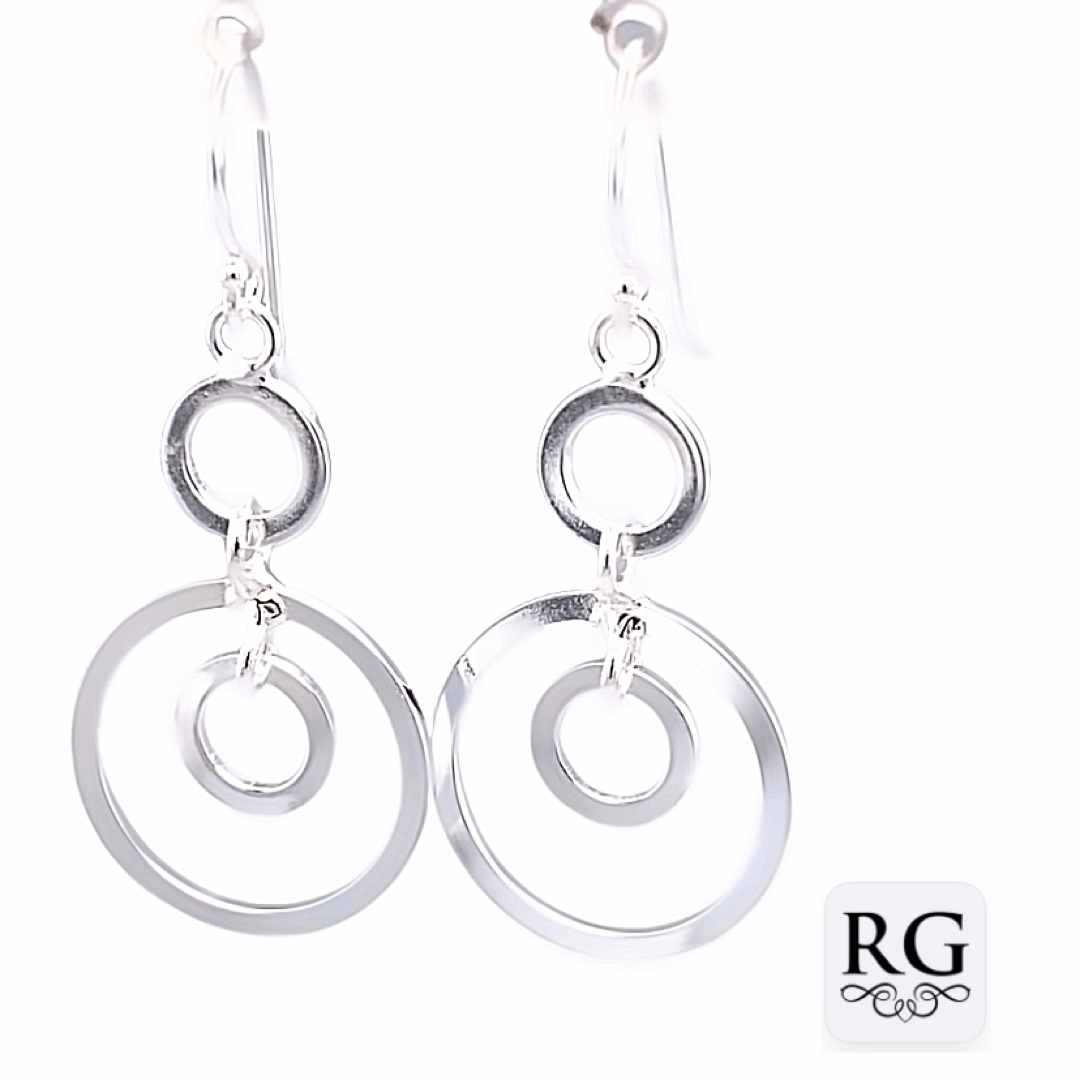 925 TRIP OPEN CIRCLES DROP EARRINGS - 41X17 - 3.1g <br/>M12367
