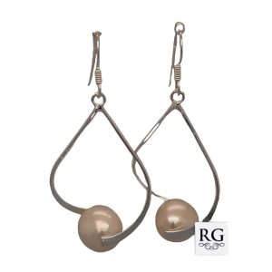 925 FW PEARL IN OPEN T/DROP EAR - 50X22 - 4.85g <br/>M12368