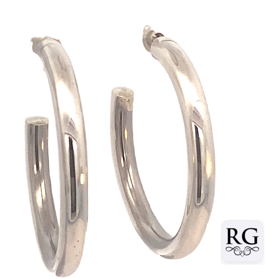 925 PLAIN HOLLOW RND TUBE HALF HOOPS - 36X4 - 6.8g <br/>M12388