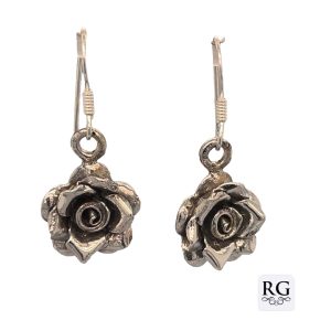 925 OXI 3D ROSE DROP EARRINGS - 31X13 - 5.5g <br/>M12389