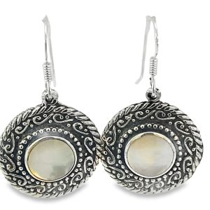 925 OXI MOP MILLGRAIN BOHO DROP EAR - 32X17 - 5.8g <br/>M12397M