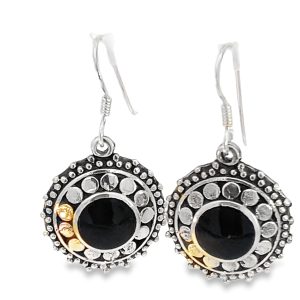 925 OXI ONYX MILLGRAIN BOHO DROP EAR - 33X17  3.3g <br/>M12397O