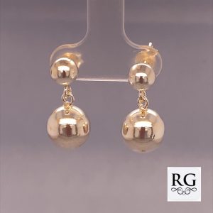 925 PLAIN DBL BALLS DROP EARRINGS - 10+6MM - 4.6g <br/>M12403