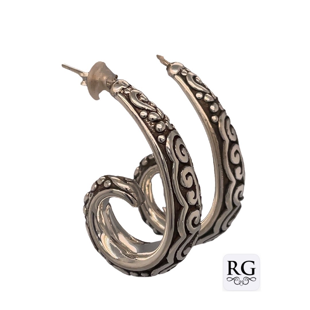 925 ELECTROFORM OXI ETCH LONG SPIRAL EAR 40X10 7g <br/>M12405 - Image 2