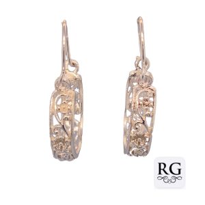 925 MATT FLOWER FILIGREE BASKET HOOPS - 33X5  5.4g <br/>M12421