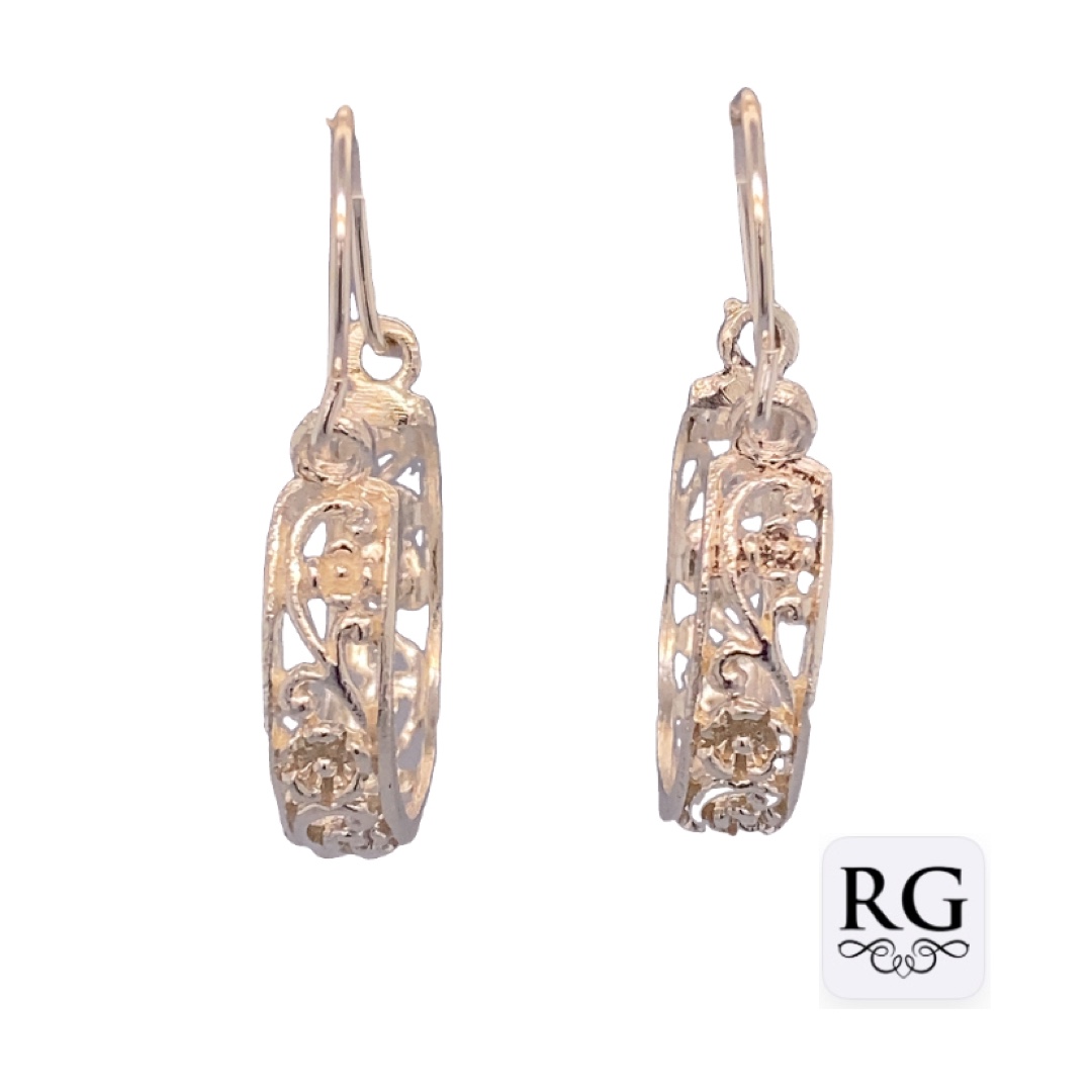 925 MATT FLOWER FILIGREE BASKET HOOPS - 33X5 5.4g <br/>M12421