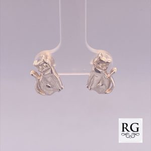 925 PLAIN SITTING CAT STUDS - 13X9 - 3.4g <br/>M12428