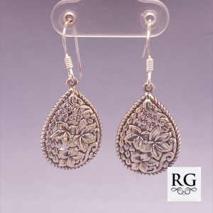 925 OXI TEARDROP FILIGREE DROP EAR - 37X15 - 4g <br/>M12433