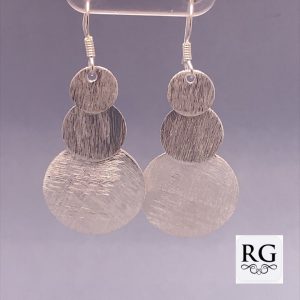 925 SCRATCHED TRIP CIRCLES DROP EAR - 45X18 - 4.9g <br/>M12435