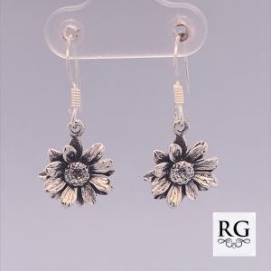 925 OXI 3D SUNFLOWER DROP EARRINGS - 30X12 - 2.45g <br/>M12451