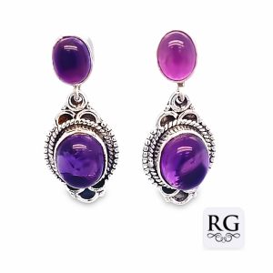 925 OXI DBL OVAL AMETHYST VINTAGE EAR - 33X13  <br/>M12465A