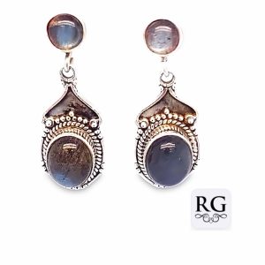 925 OXI RND+OVAL LABRADORITE VINTAGE EAR - 31X12 <br/>M12467L