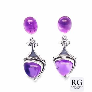 925 OXI OV+TRI AMETHYST VINTAGE DROP EAR - 38X12 <br/>M12469A