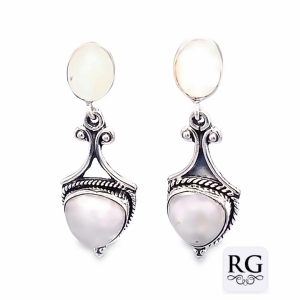 925 OXI OV+TRI MOONSTONE VINTAGE DROP EAR - 38X12 <br/>M12469M