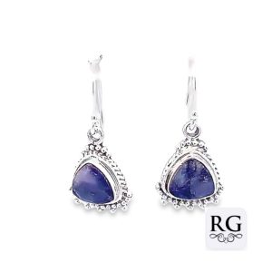 925 OXI TRIANGLE BLUE AGATE VINTAGE EAR - 30X13 <br/>M12474B