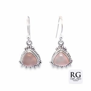 925 OXI TRIANGLE ROSE QUARTZ VINTAGE EAR - 30X13 <br/>M12474RQ