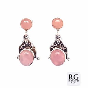 925 OXI RND+OV ROSE QRTZ VINTAGE EAR - 29X13 <br/>M12475RQ