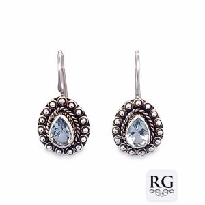 925 OXI TDROP BLUE TOPAZ VINTAGE DROP EAR - 25X12 <br/>M12479BT