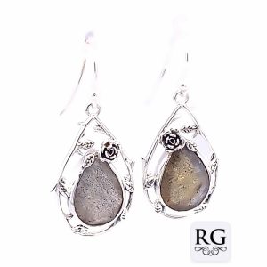 925 TEARDROP LABRADORITE VINTAGE DROP EAR - 37X15 <br/>M12480L