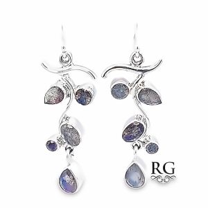 925 RND+OV+T/DROP LABRADORITE DANGLE EAR - 48X15 <br/>M12481L