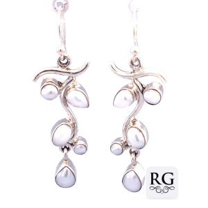 925 RND+OV+T/DROP FW PEARL DANGLE EAR - 48X15 <br/>M12482