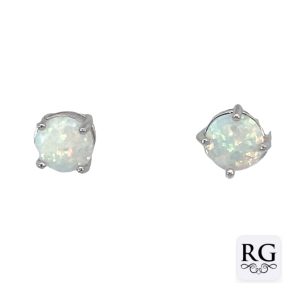 925 SYNTH OPAL 4 CLAW SET STUDS - 6MM - 1.05g <br/>M12495