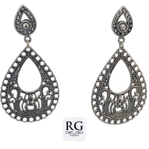 925 OXI FILIGREE DBL TEARDROP EAR - 48X23 - 6.7g <br/>M12502