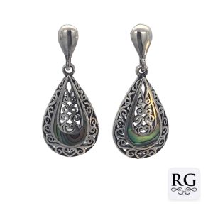 925 OXI FIL DBL TEARDROP ABALONE EAR - 33X14  4.9g <br/>M12503