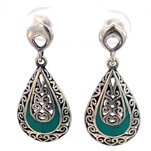 925 OXI FIL DBL TEARDROP TURQ EAR - 33X14  4.9g <br/>M12503T