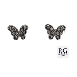 925 OXI ETCHED FLAT BUTTERFLY STUDS - 10X8 - 1.1g <br/>M12505