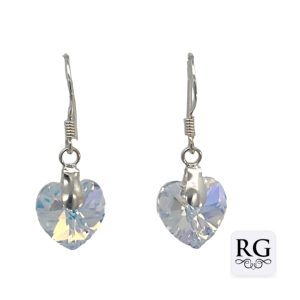 925 FACETED CLEAR SWAROVSKI HEART EAR - 28X10 1.6g <br/>M12509