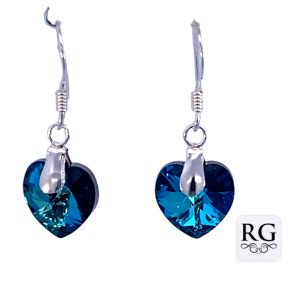 925 DARK BLUE SWAROVSKI HEART EAR - 28X10 - 1.6g <br/>M12511
