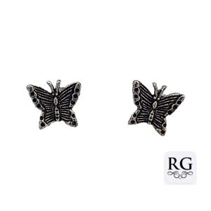 925 OXI ETCH BUTTERFLY FLAT STUDS - 9X8 - 0.7g <br/>M12516