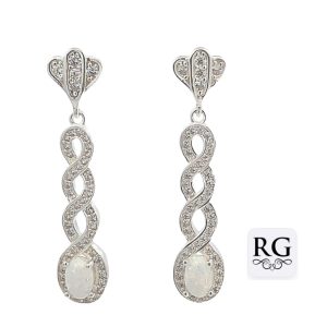 925 WHITE SYNTH OPAL+CZ PAVE BRAID EAR - 36X7 <br/>M12518