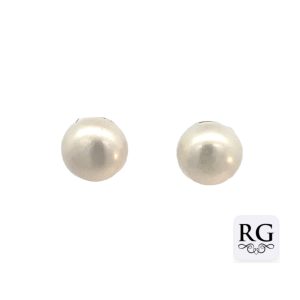 925 WHITE FRESHWATER PEARL STUDS - 10MM - 2.7g <br/>M12525