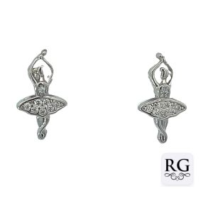 925 CZ PAVE BALLERINA STUDS - 13X7 - 1.15g