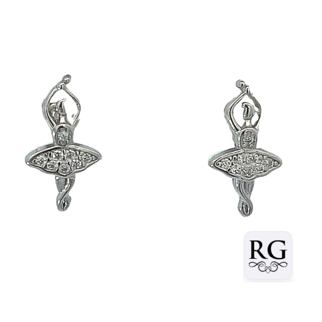 925 CZ PAVE BALLERINA STUDS - 13X7 - 1.15g