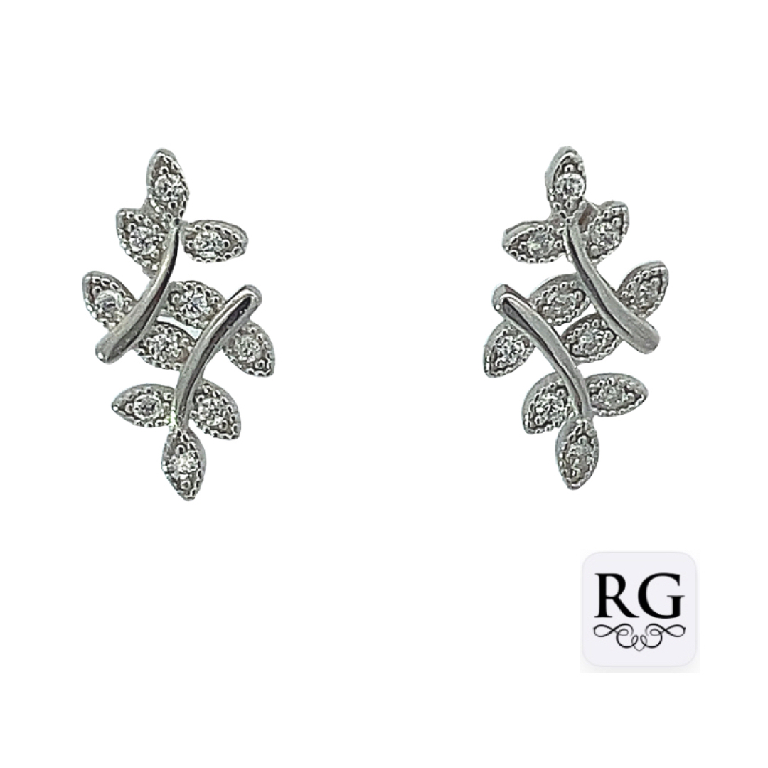 925 CZ PAVE DBL IVY LEAF STUDS - 15X7 - 1.5g <br/>M12531