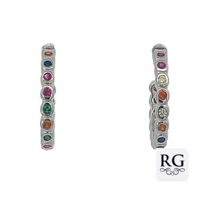 925 MULTI COLOR CZ PAVE HALF HOOPS - 16X2 - 2.2g <br/>M12534