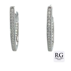 925 CZ PAVE POINTY HINGE HOOPS - 22X2 - 3g <br/>M12535