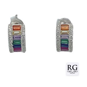 925 MULTI COLOR CZ PAVE CURVED STUD - 11X6 - 2g  <br/>M12538