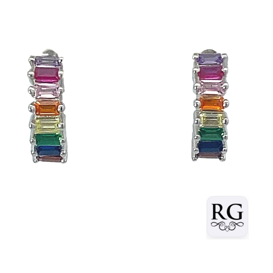925 MULTI COLOR BAG CZ PAVE HUGGIES - 12X4 - 2.4g <br/>M12539